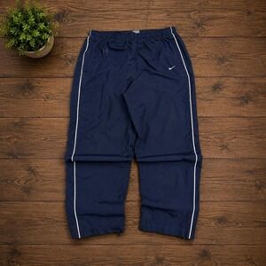 Vintage 2000's Navy Blue and White Striped Skater Essential Nike TrackPants